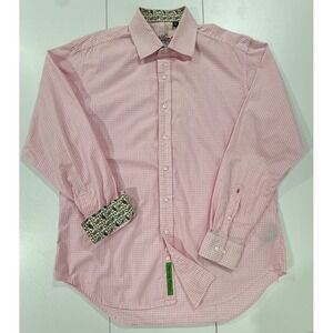 Robert Graham Pink Checkered Long Sleeve Button Down Shirt Men's Large 92